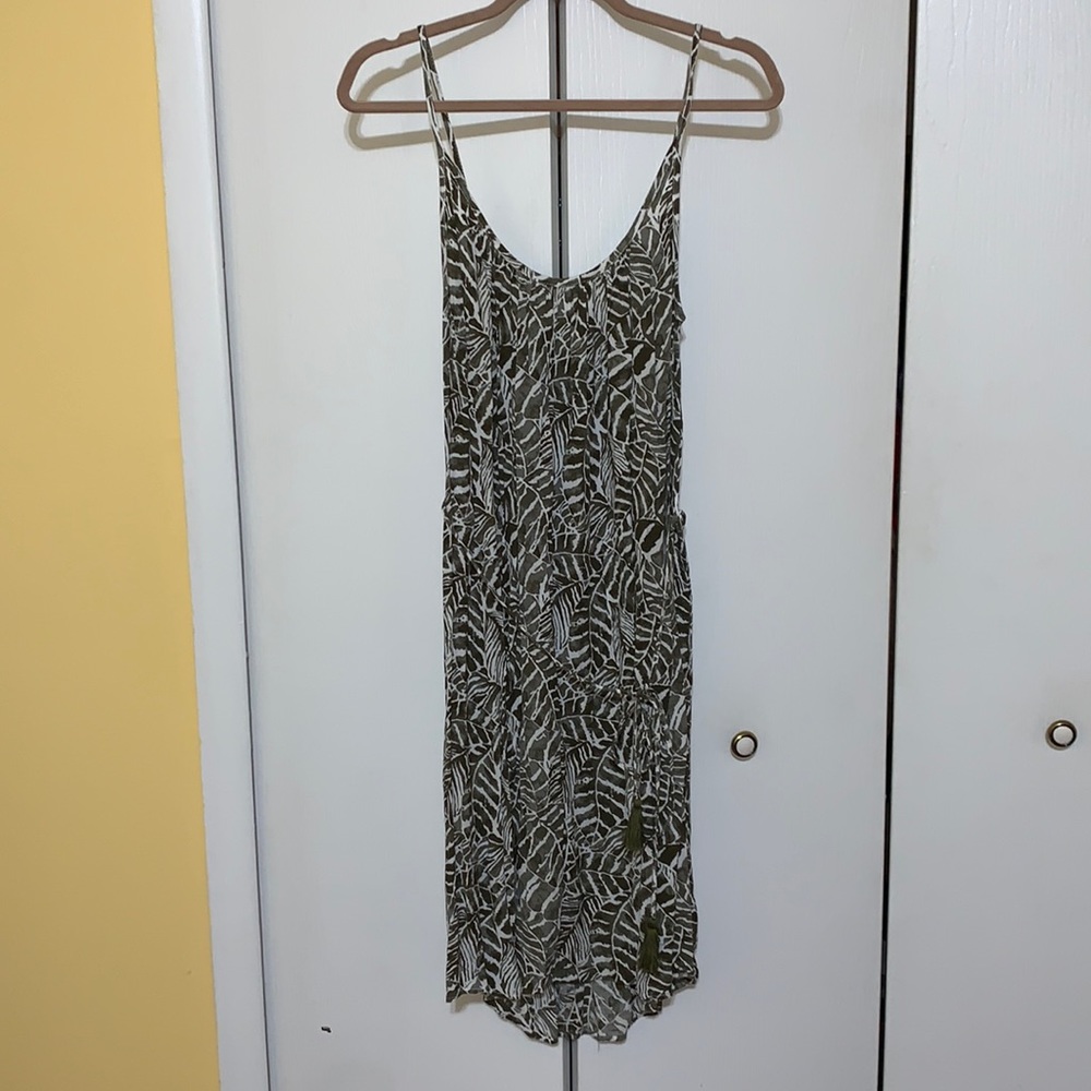 Olive Leaf Print Slip Dress – Women’s Summer Dress